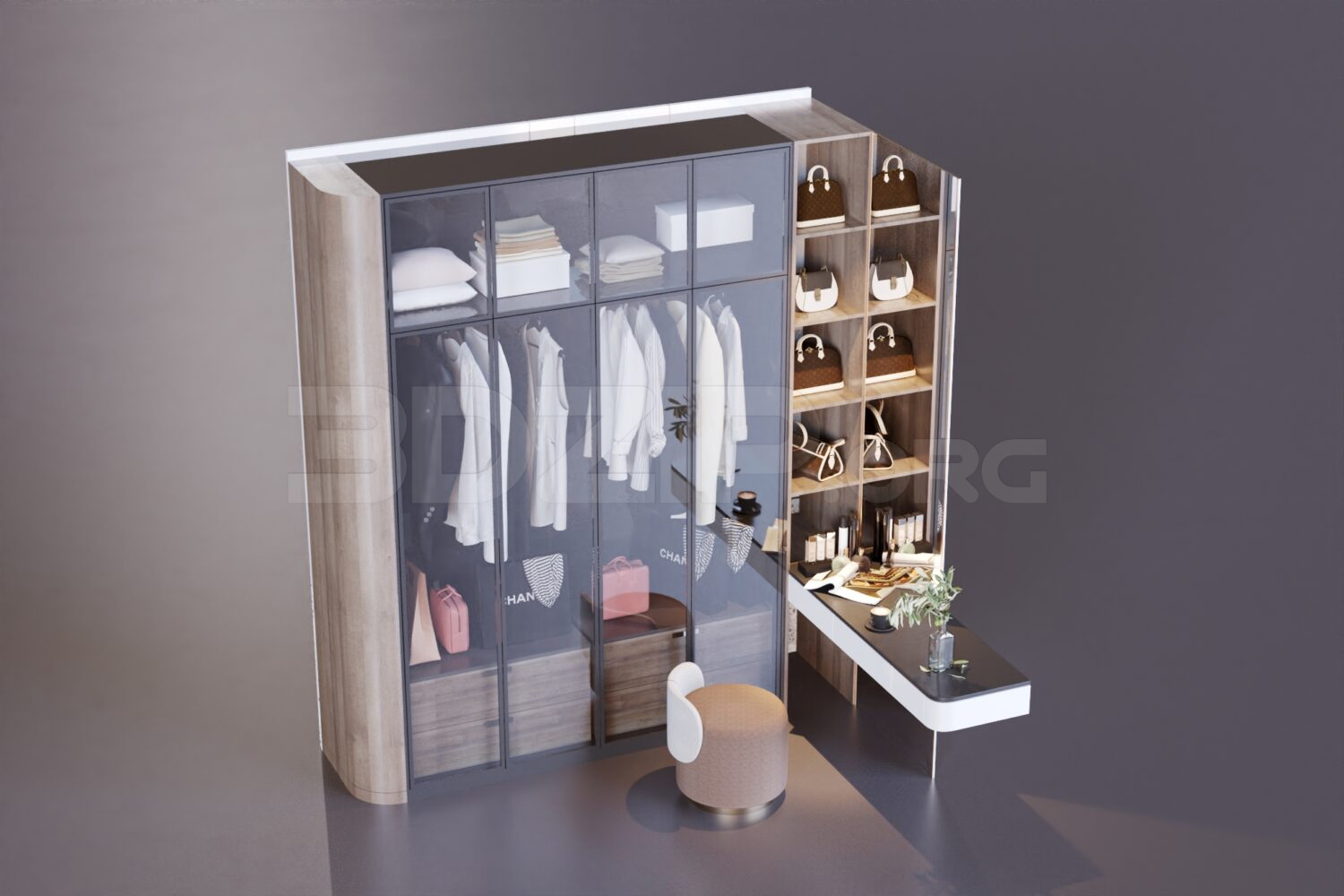 316. Download Free Wardrobe and Dressing Table Model By Khoa NQ