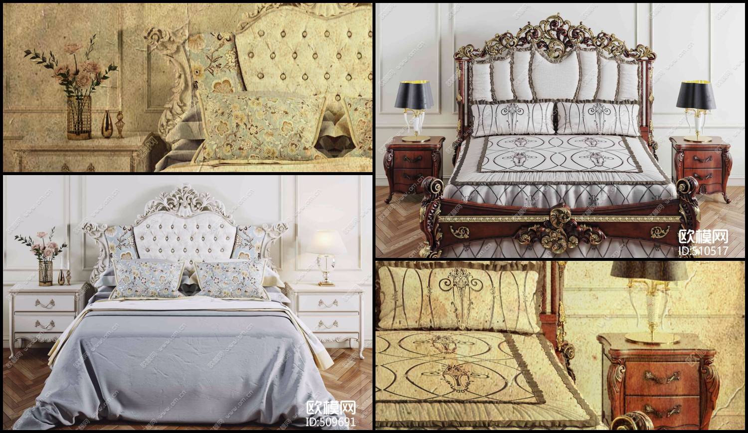 11033. 3D Neoclassical Bed Model For Free Download