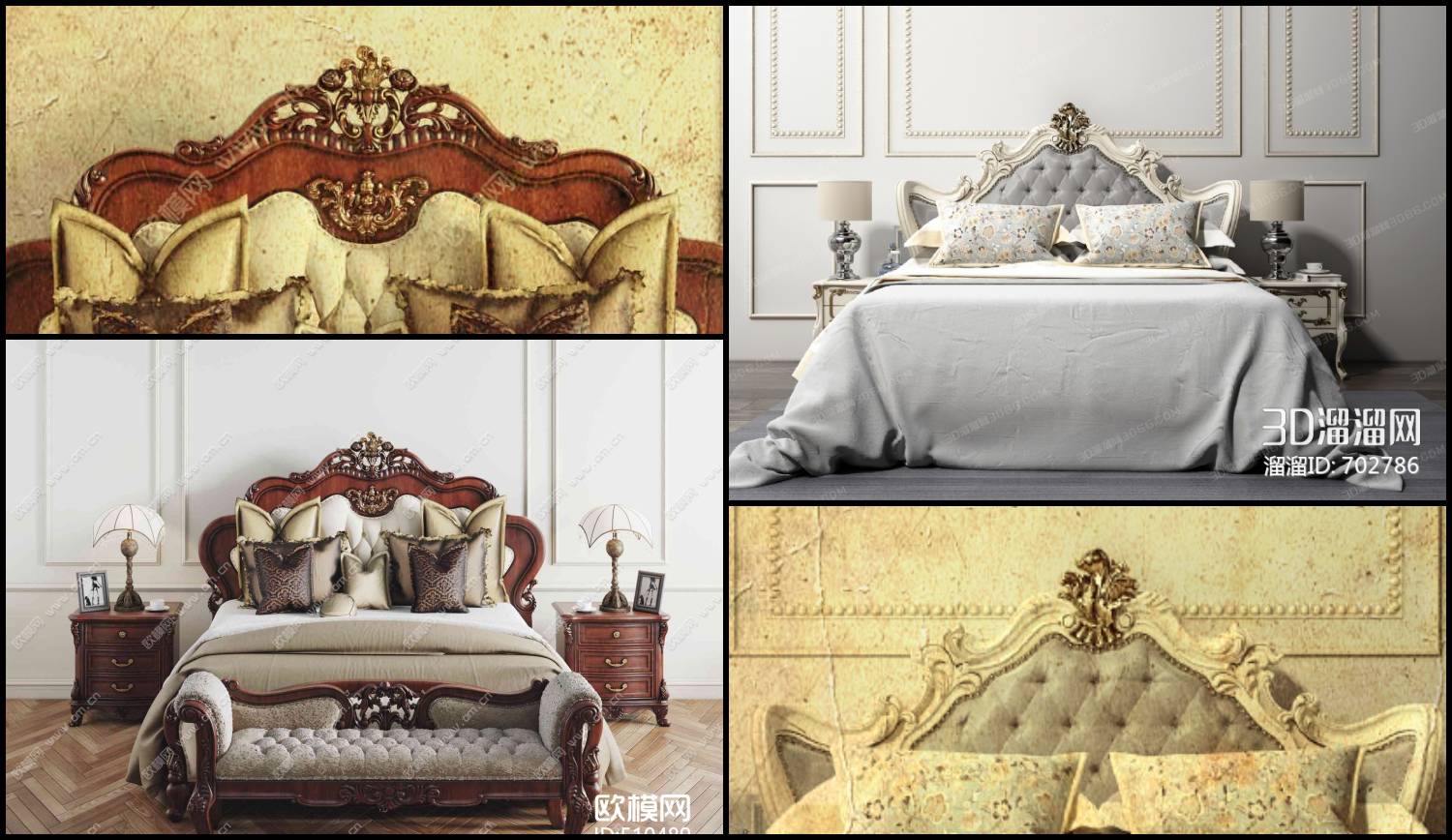 11035. 3D Neoclassical Bed Model For Free Download