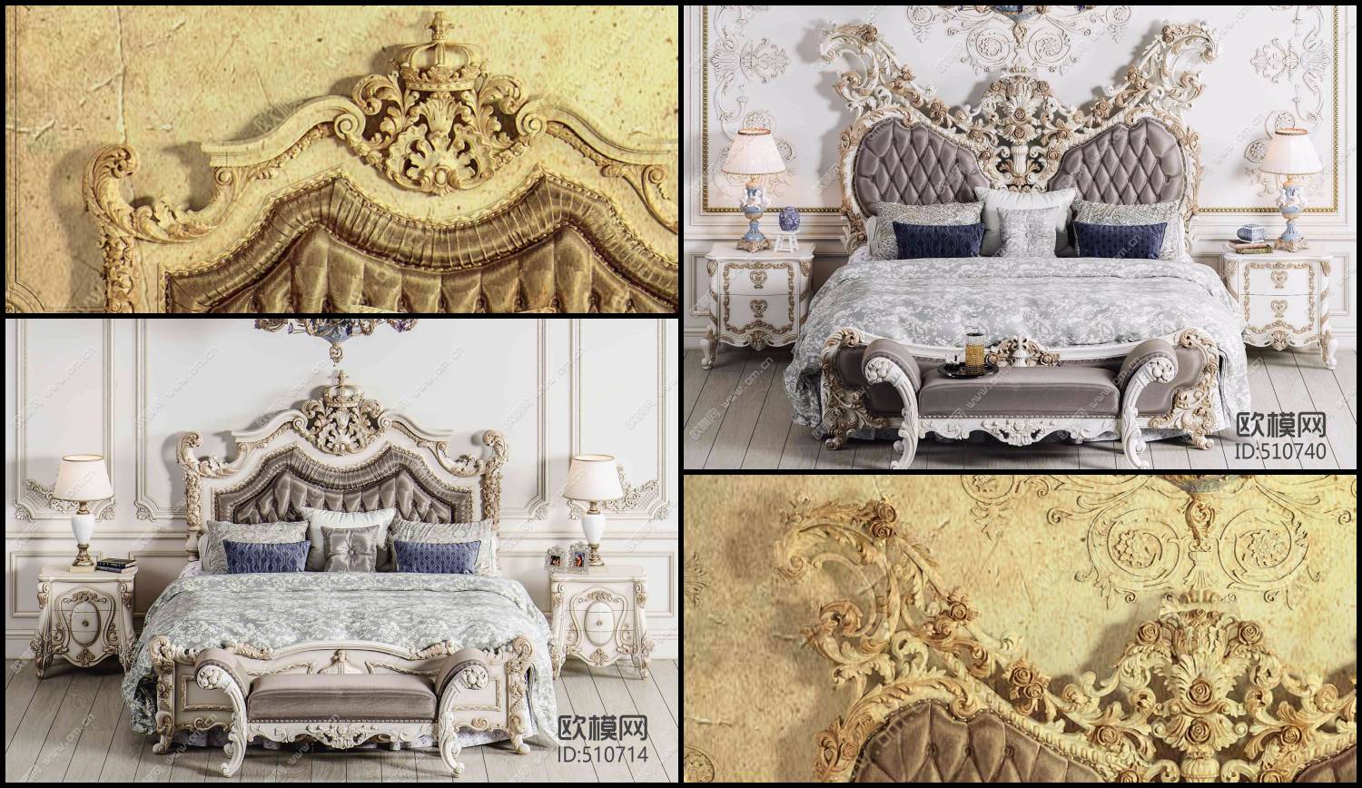 11037. 3D Neoclassical Bed Model For Free Download