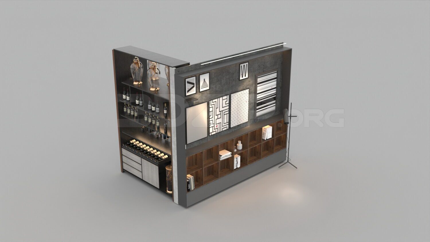 3221. Free 3D Wine Cabinet Model Download