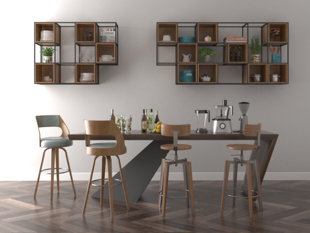 3D Bar Tables and Chairs Free download