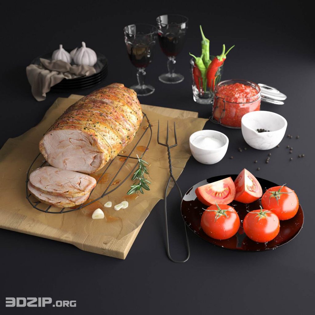 3D Food And Drinks Model 5 Free Download