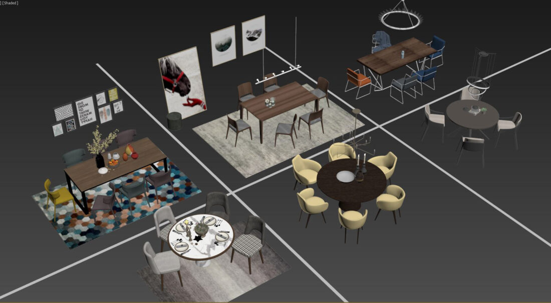 3D Model Dining Tables And Chairs 2 Free Download By DoanNguyen