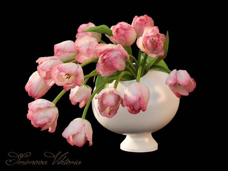 3D Model Roses Vase Free Download