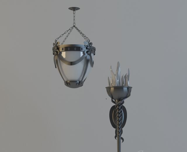 3D Model Chandelier Floorlamp Antiq Free Download