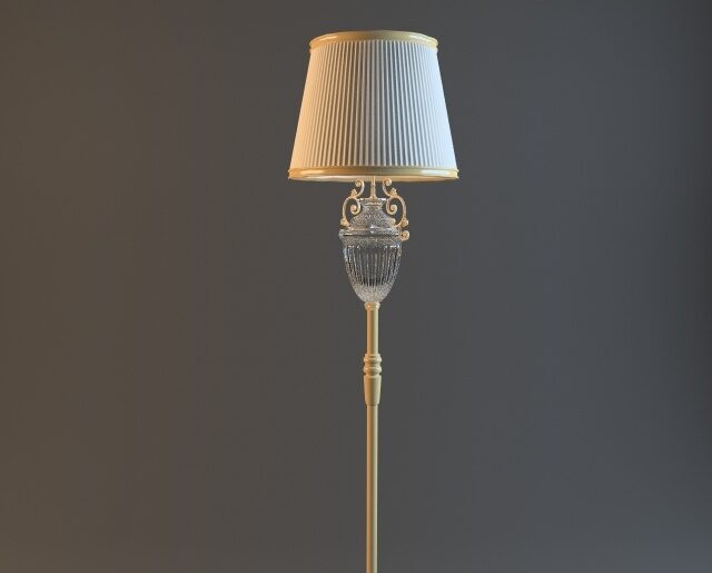 3D Model Floor Lamp Gold Glass Free Download
