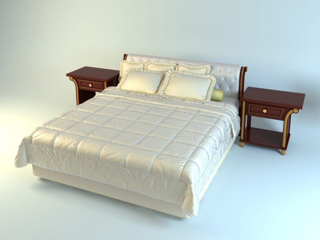 Free 3D Models Belloni-S.XVI 2882, Ls.XVI 2883, Ls.XVI 2885-Bed, Bedside Table, Tallboy, Mirror
