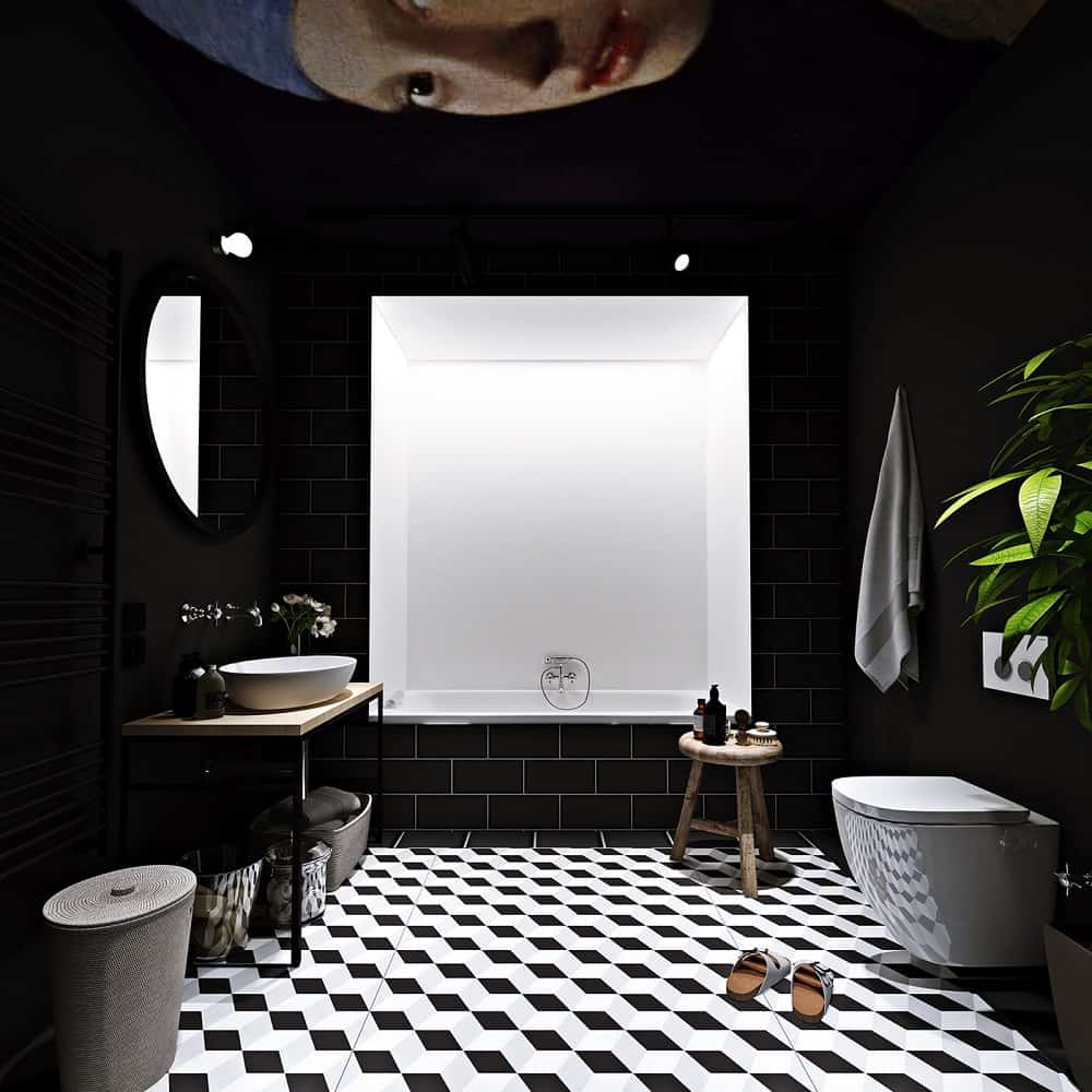 Download Free 3D Scene Black Bathroom From Çağatay Memiş