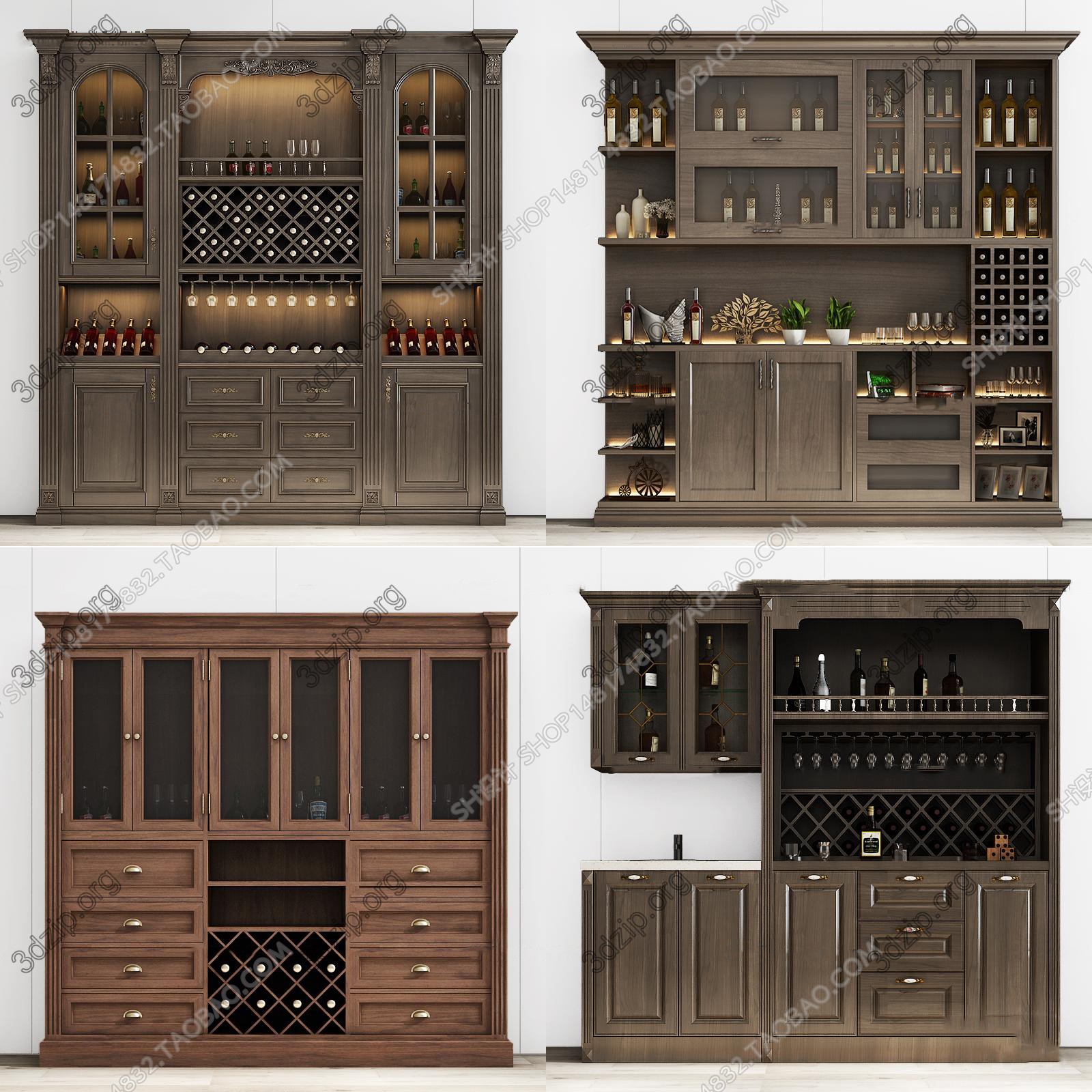 Free 3D Model Neoclassical Wine Cabinet