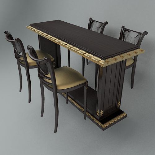 3d Model Bar Complect Chairs Table Free Download