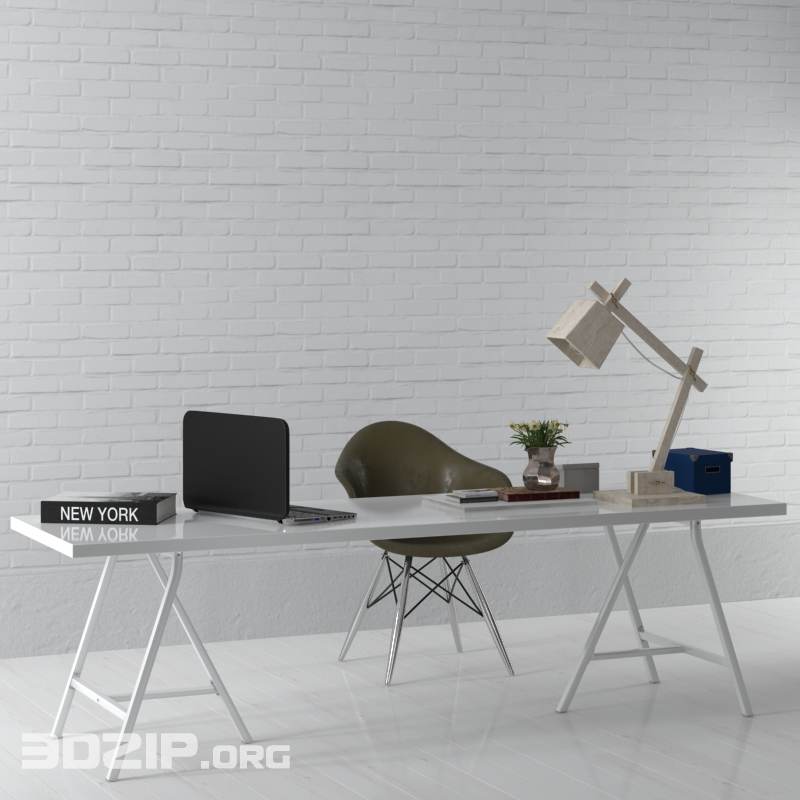 3D Desks And Chairs Set 03 Download